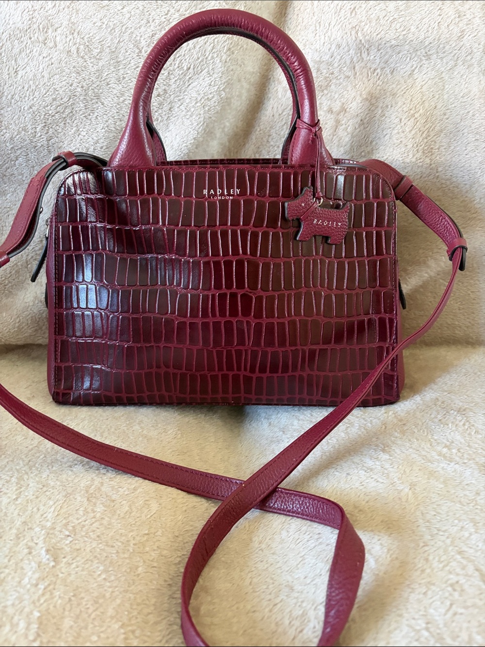 Radley vintage Burgundy Croc-Embossed Leather Satchel